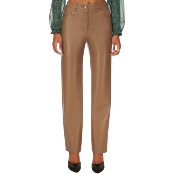 Aritzia Wilfred Melina Brown Vegan Leather Pants - Picture 7 of 10